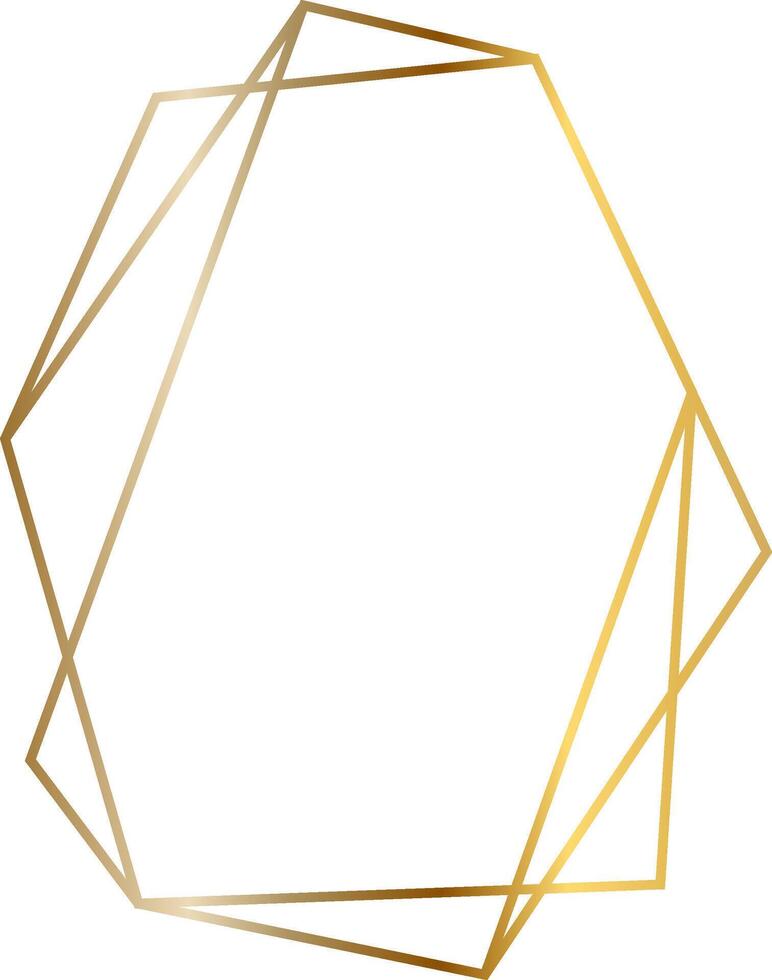 Elegant golden frame with polygonal shape decorating a white background, perfect for adding a touch of sophistication and modernity to any design project vector