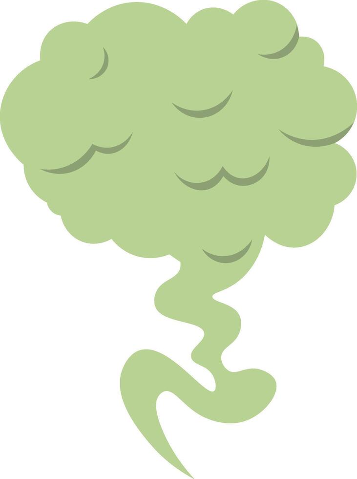 Stinky green cartoon cloud rising from the ground, symbolizing bad odor, pollution, or toxic gas, featuring a humorous and simple design that adds a playful touch vector