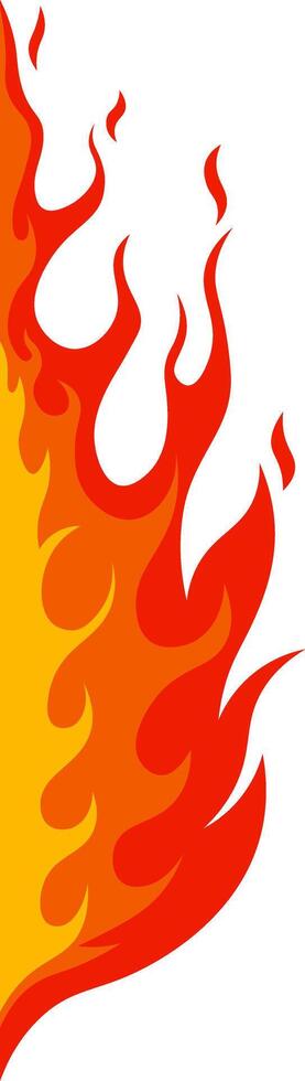 Vertical illustration featuring stylized flames in shades of red and orange rising against a white backdrop, creating a vibrant and energetic visual vector