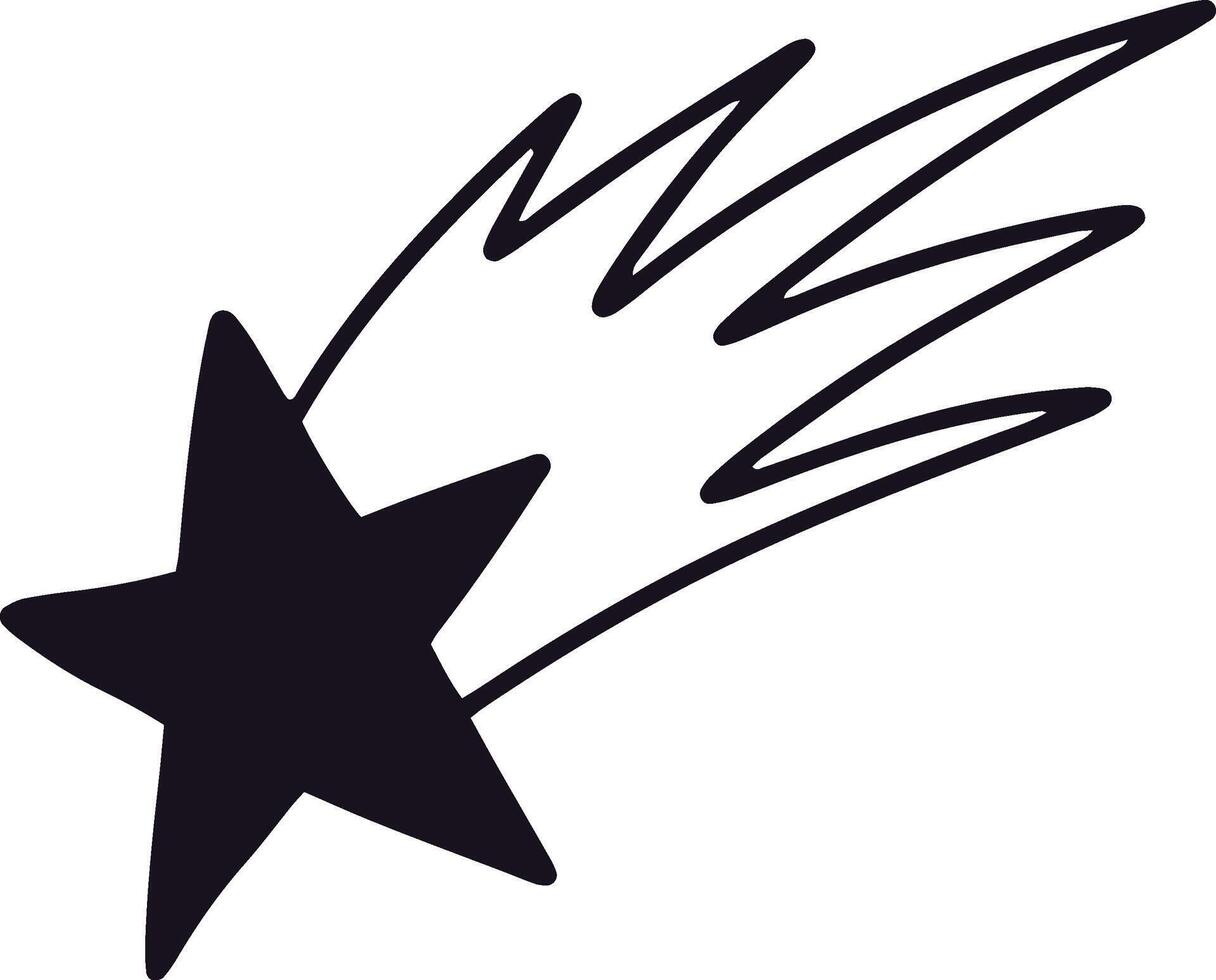 Minimalist illustration of a shooting star crossing the sky leaving a trail, ideal for simple designs and concepts related to astronomy, dreams and wishes vector