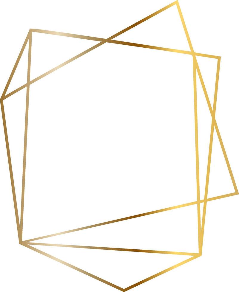 Golden frame forming an abstract geometric shape creating a modern and elegant design, ideal for invitations, cards, posters, and social media posts vector