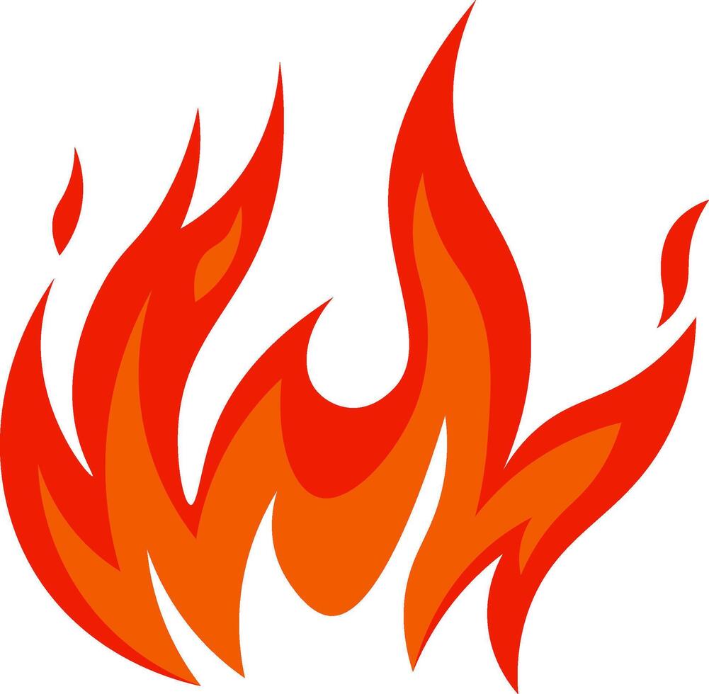 Red and orange stylized flames rising on a white background, creating a vibrant and energetic visual, perfect for representing concepts of heat, energy, and passion vector