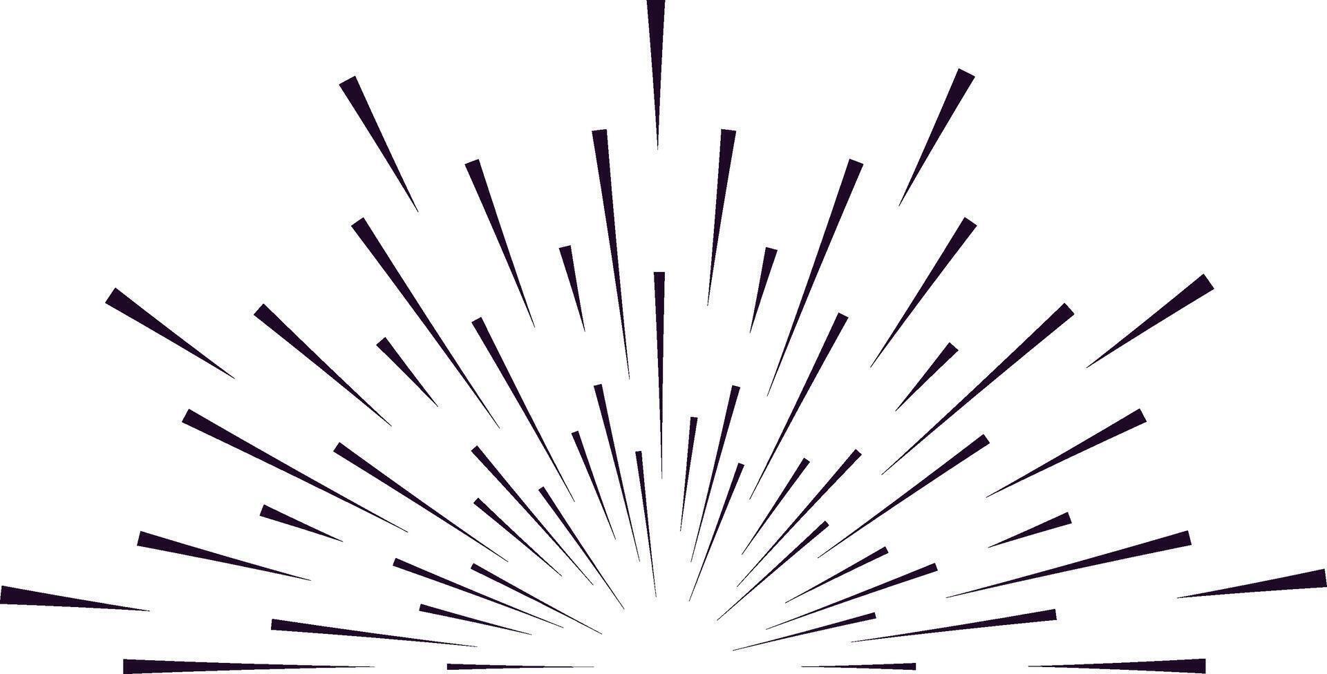Retro radial lines radiating from the center, expanding into a semicircle on a clean white background, perfect for enhancing vintage design projects with dynamic energy and style vector