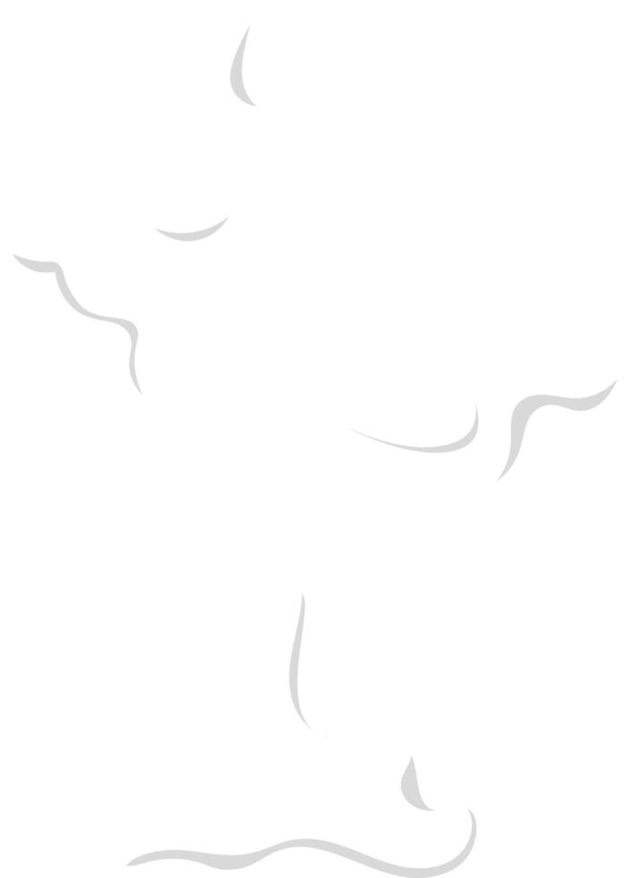 Minimalist abstract illustration depicting gray smoke softly rising from the bottom against a white background, creating a serene and ethereal atmosphere vector