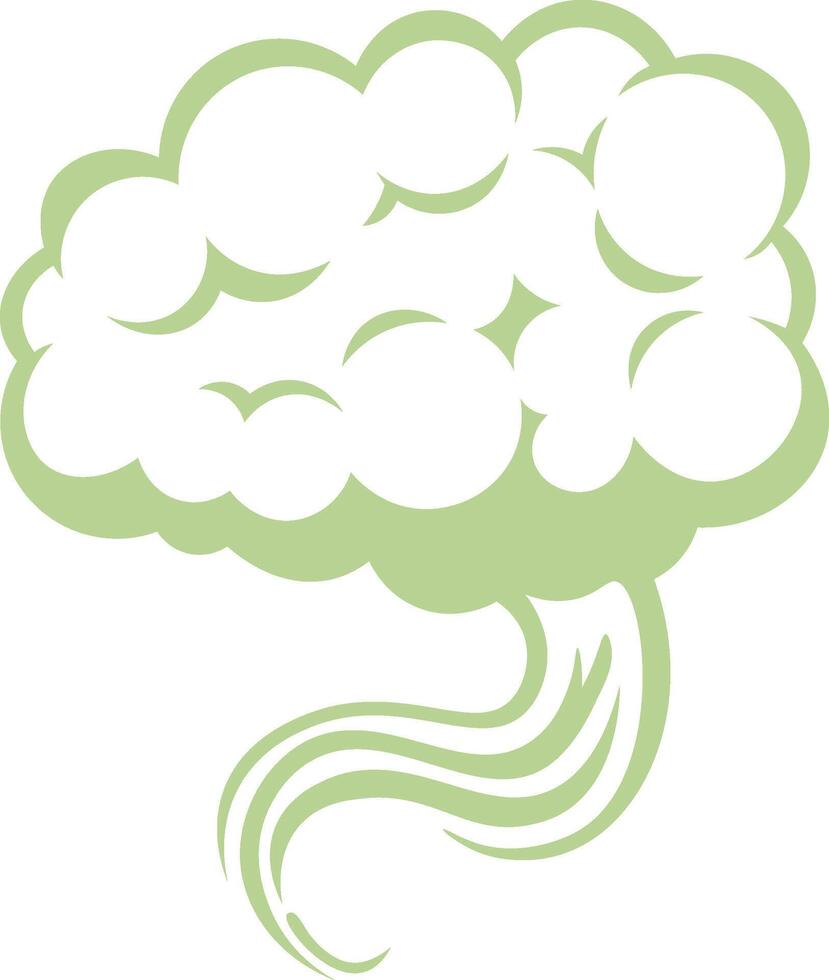 Green cartoon stink cloud rising from a smelly green vapor trail, representing a bad smell, pollution or something toxic, isolated on a white background vector