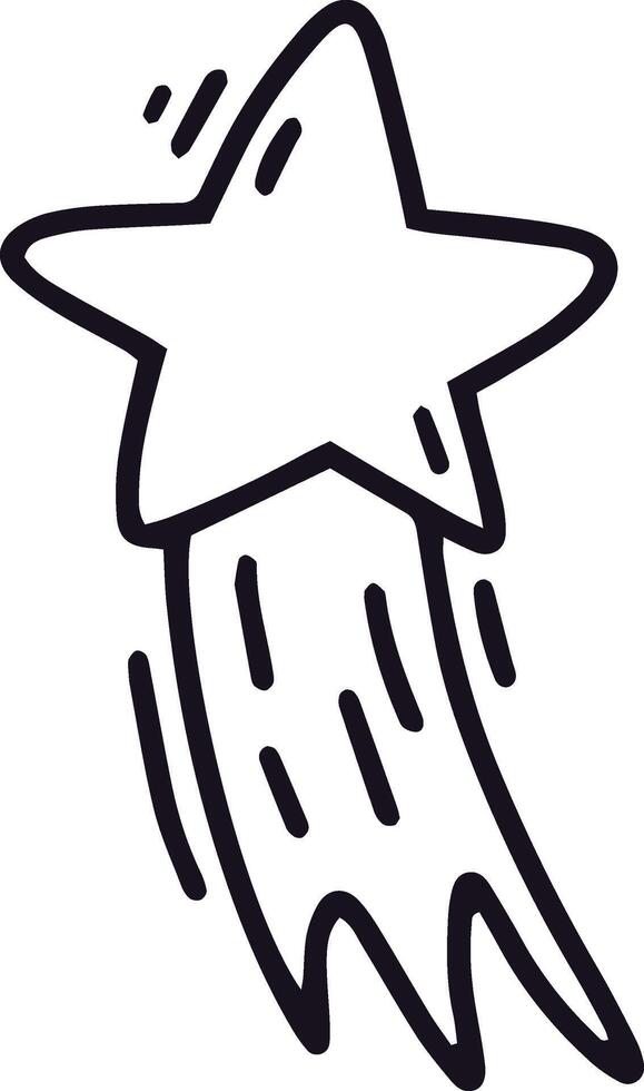 Simple doodle of a shooting star with a trail, representing wishes, dreams, and astronomical events, perfect for children's books or whimsical designs vector