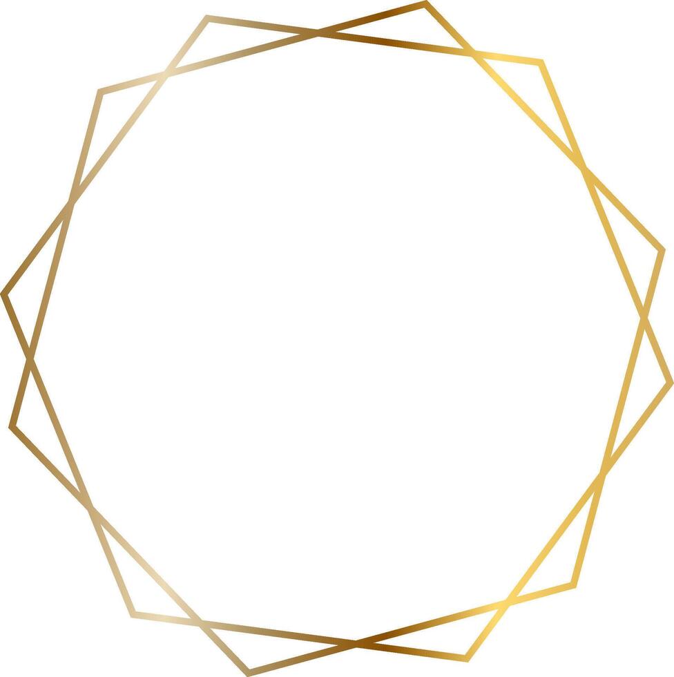Golden frame with dodecagon shape creating a sophisticated and elegant design, ideal for invitations, cards, or any project requiring a touch of luxury and modernism vector