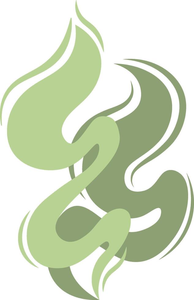 Green smoke swirling and rising upward, forming abstract shapes that create an enchanting and visually captivating design with ethereal and fluid forms, perfect for artistic backgrounds vector