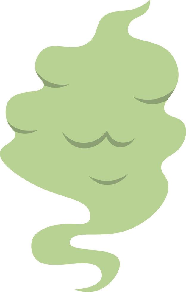 Green smoke cloud floating in the air, emitting a foul odor, symbolizing air pollution and chemical reactions, set against a clean white background vector
