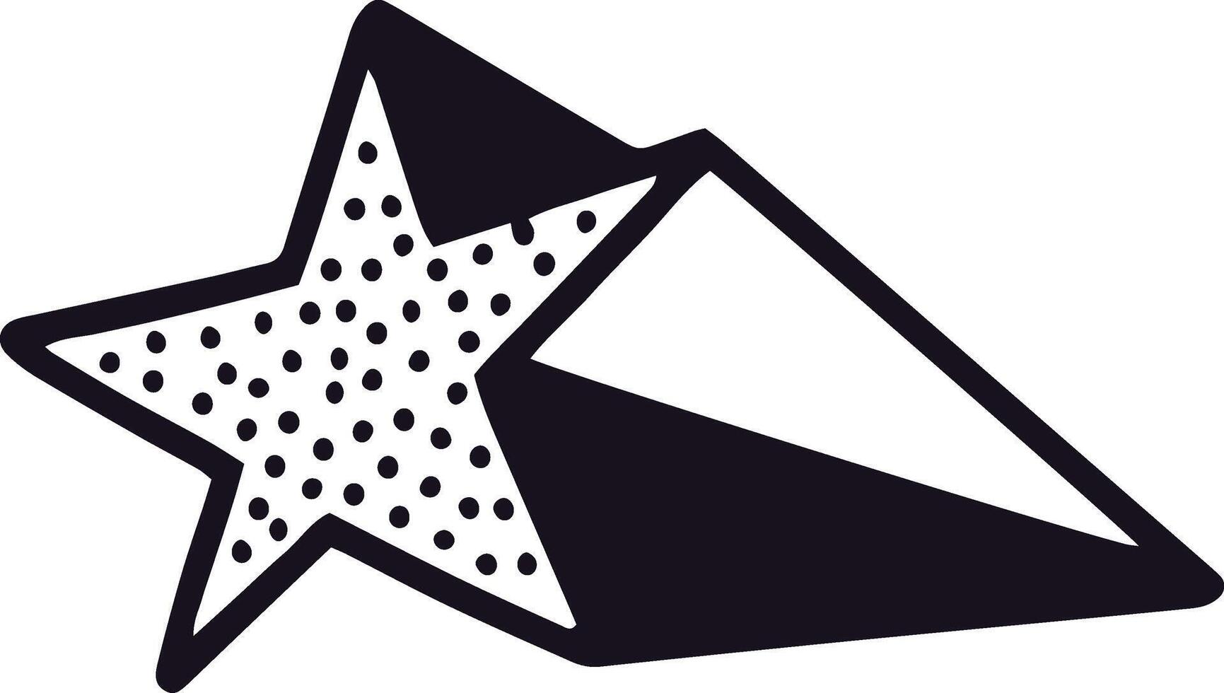Black and white illustration of a dotted star intersecting an abstract geometric shape, creating a modern and minimalist logo design vector