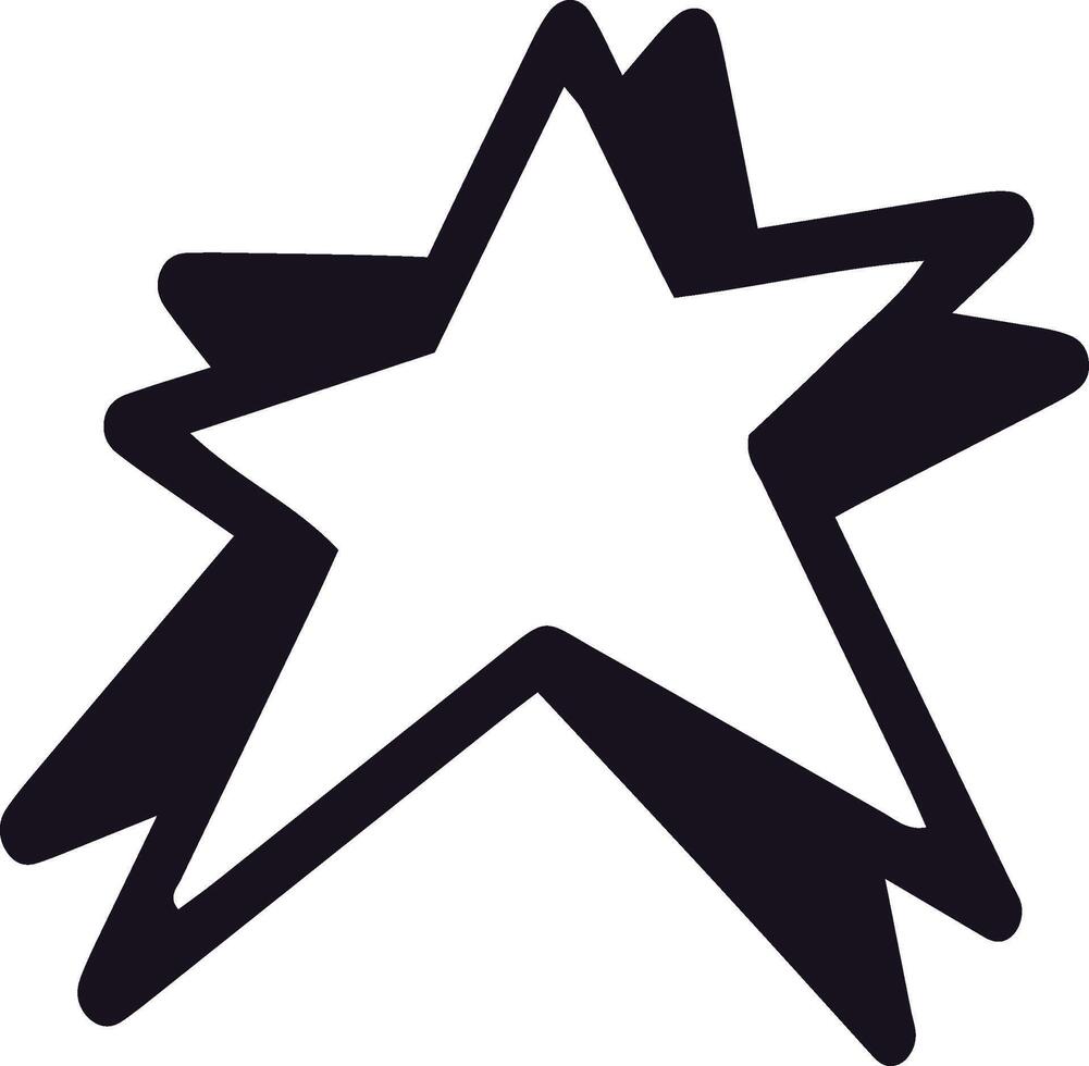 Hand drawn star with thick black outline creating a playful and whimsical element, perfect for adding a touch of charm to various design projects vector