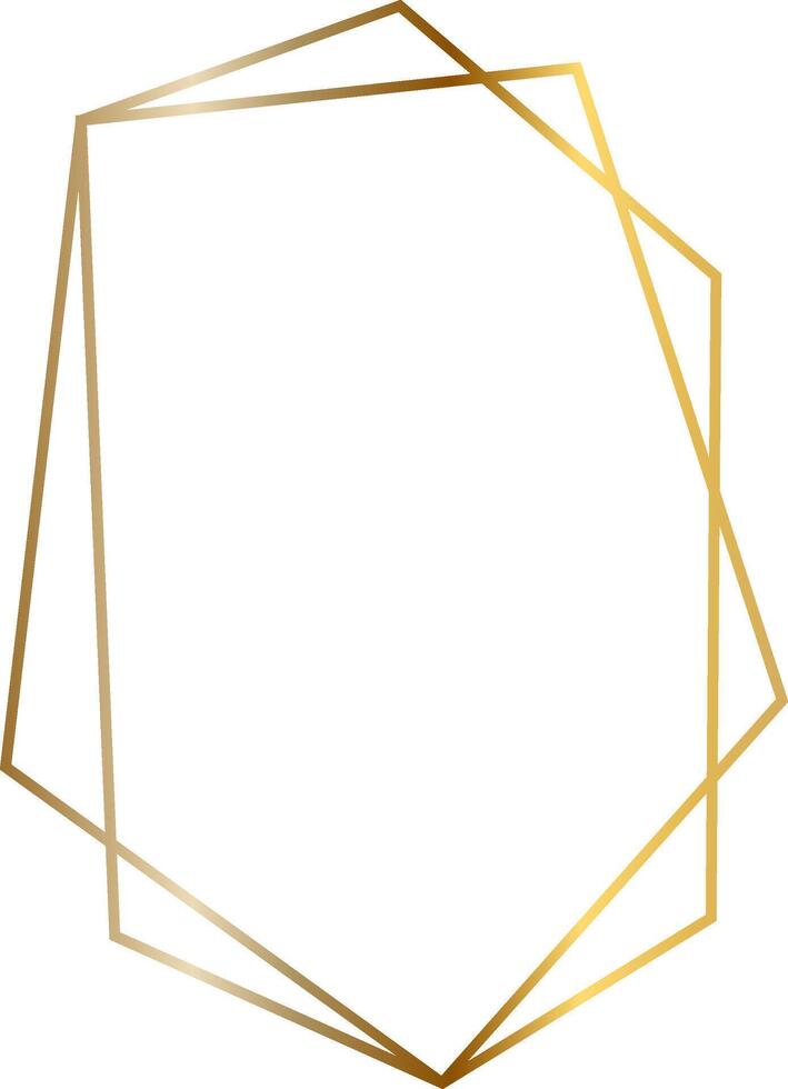 Golden frame with irregular geometric shape creating an elegant border on a white background, ideal for invitations, cards, or certificates, adding a touch of sophistication and style vector