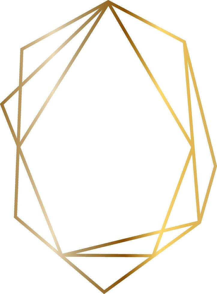 Geometric golden frame forming an uneven rounded shape with sharp corners, creating a modern and elegant design element on a clean white background vector