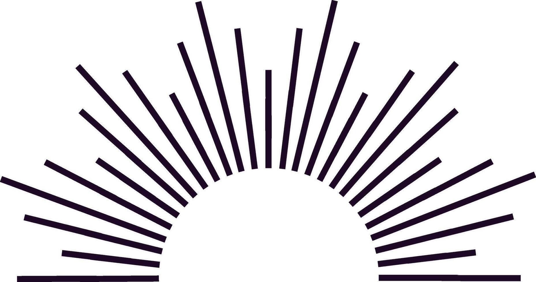 Radiating black lines extend outward from the center, forming a striking semicircle effect that captures a vintage and minimalist aesthetic in graphic design vector