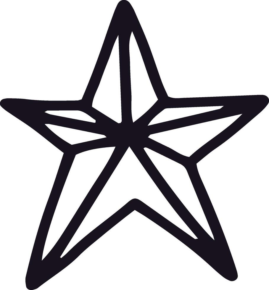Simple geometric illustration featuring a five pointed star with thick black outlines, providing a striking visual element suitable for various design projects vector