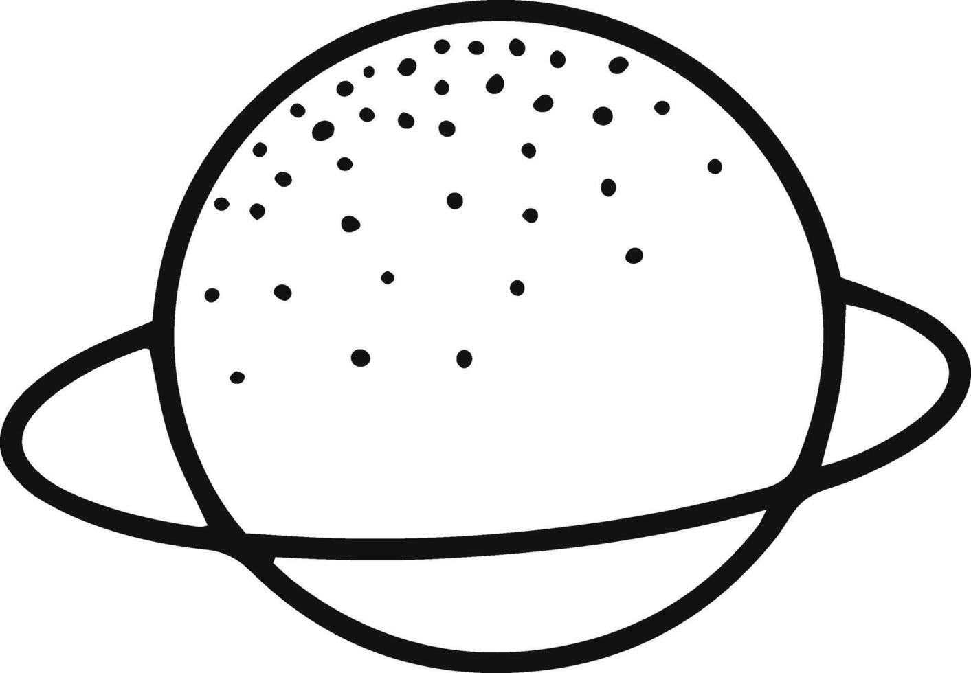 Planet with rings showing craters in a simple, doodle style, representing space exploration, astronomy, and celestial bodies, ideal for educational or space themed projects vector