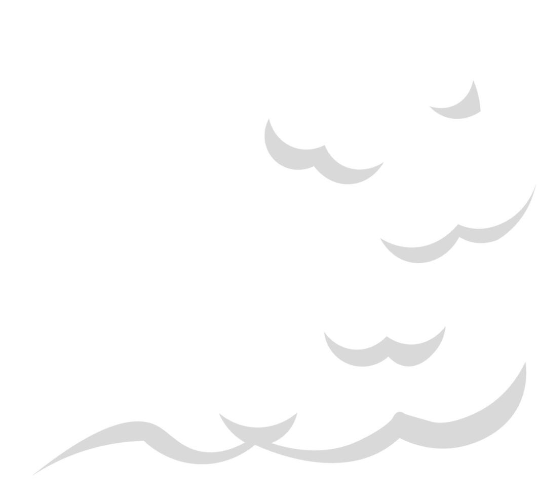 Stylized rising smoke or steam with copy space, forming elegant curves and waves on a plain white background, ideal for representing concepts related to evaporation, cooking, or air pollution vector