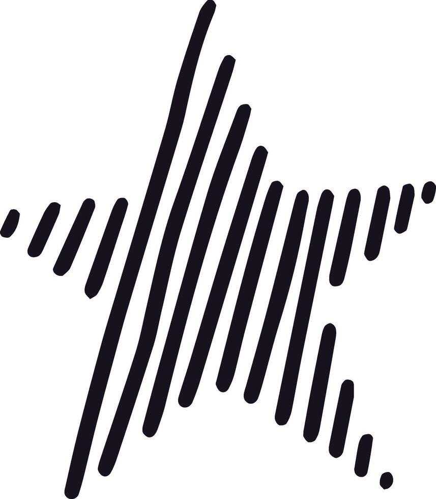 Black, uneven parallel lines creating an abstract star shape against a white background, forming a visually striking and dynamic element that embodies modern minimalism and artistic flair vector