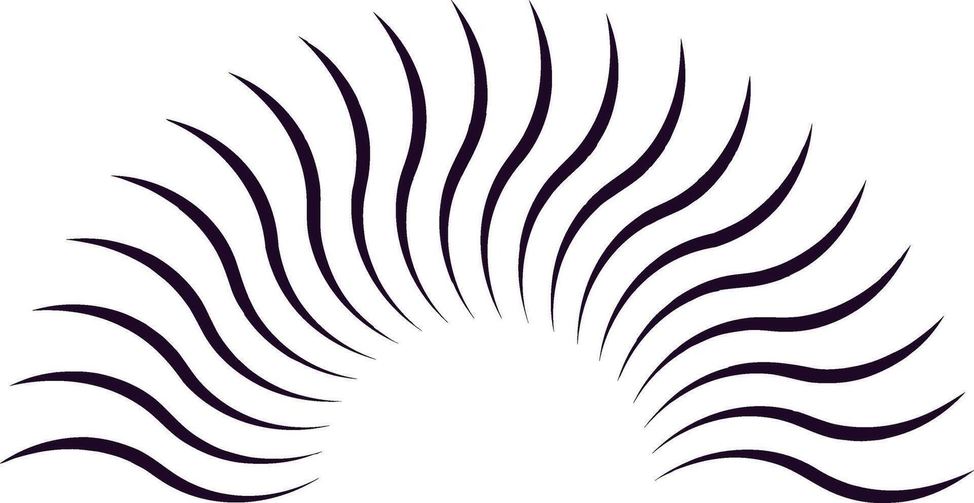Abstract design featuring curved lines emanating from a central point, forming a half circle pattern, ideal for backgrounds and decorative elements vector