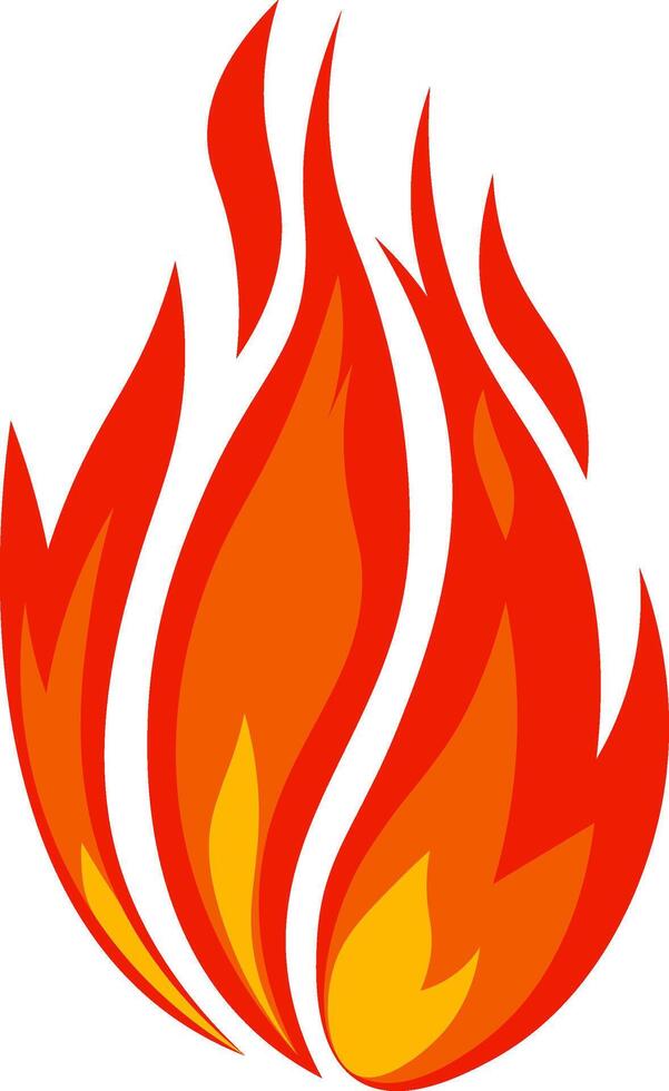 Stylized flames in red and orange colors are rising and creating dynamic shapes, suggesting heat, energy, and passion against a clean white backdrop vector