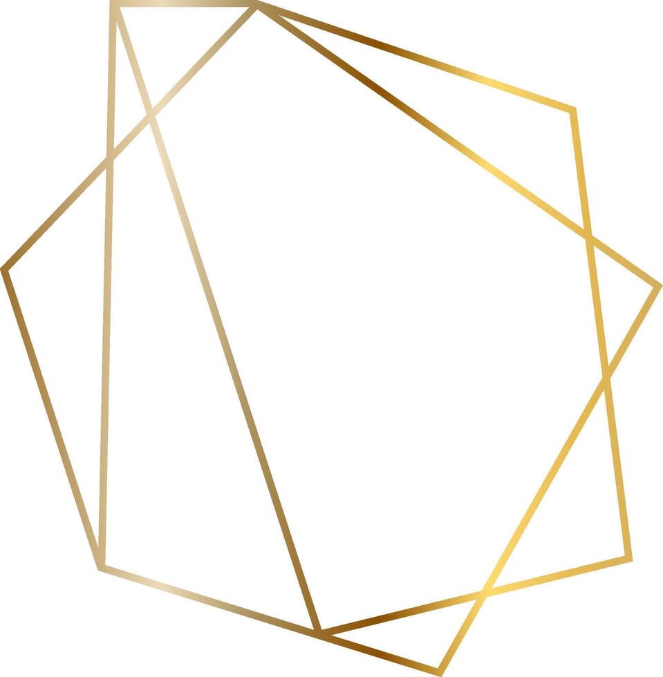 Polygonal golden frame with sharp edges shining brightly on a white background creates an elegant and modern design, perfect for adding a touch of luxury to various projects vector