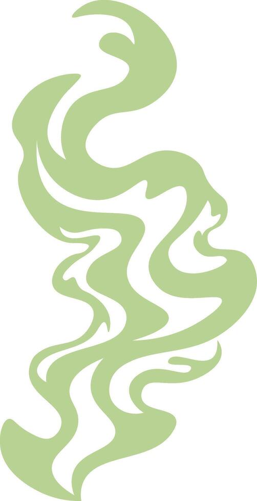 Light green smoke is raising and swirling on a white background, creating a visually appealing abstract pattern with its smooth curves and flowing lines vector