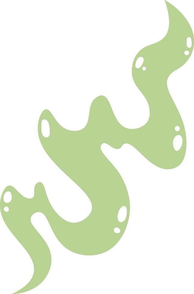 Wavy green slime with bubbles is floating upwards on a white background, creating a visually appealing abstract representation of goo, possibly suitable for Halloween or other themed projects vector