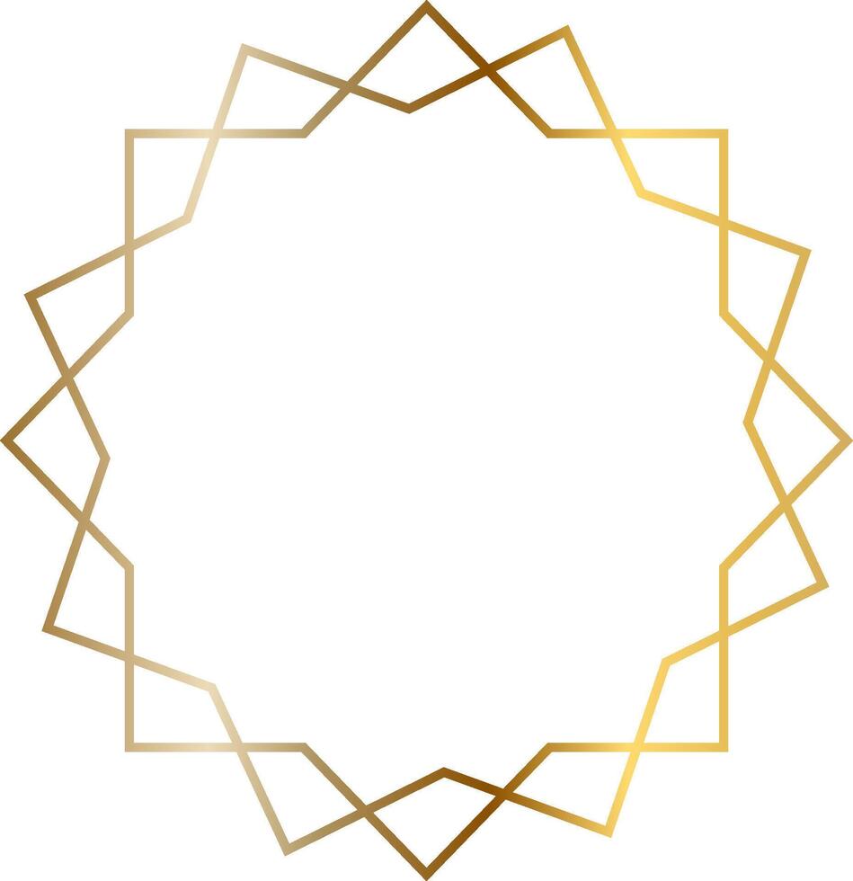 Elegant golden frame with a geometric design forming a twelve pointed star, created by intersecting lines, ideal for adding a touch of luxury and sophistication to various design projects vector