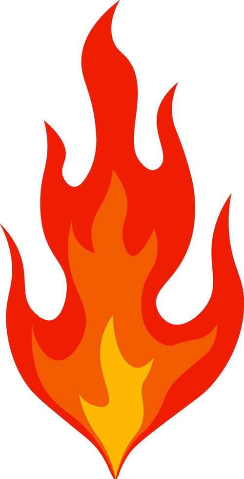 Cartoon flames burning brightly with vibrant red and orange hues, creating a dynamic and stylized representation of fire's energy and power, radiating heat and intensity vector