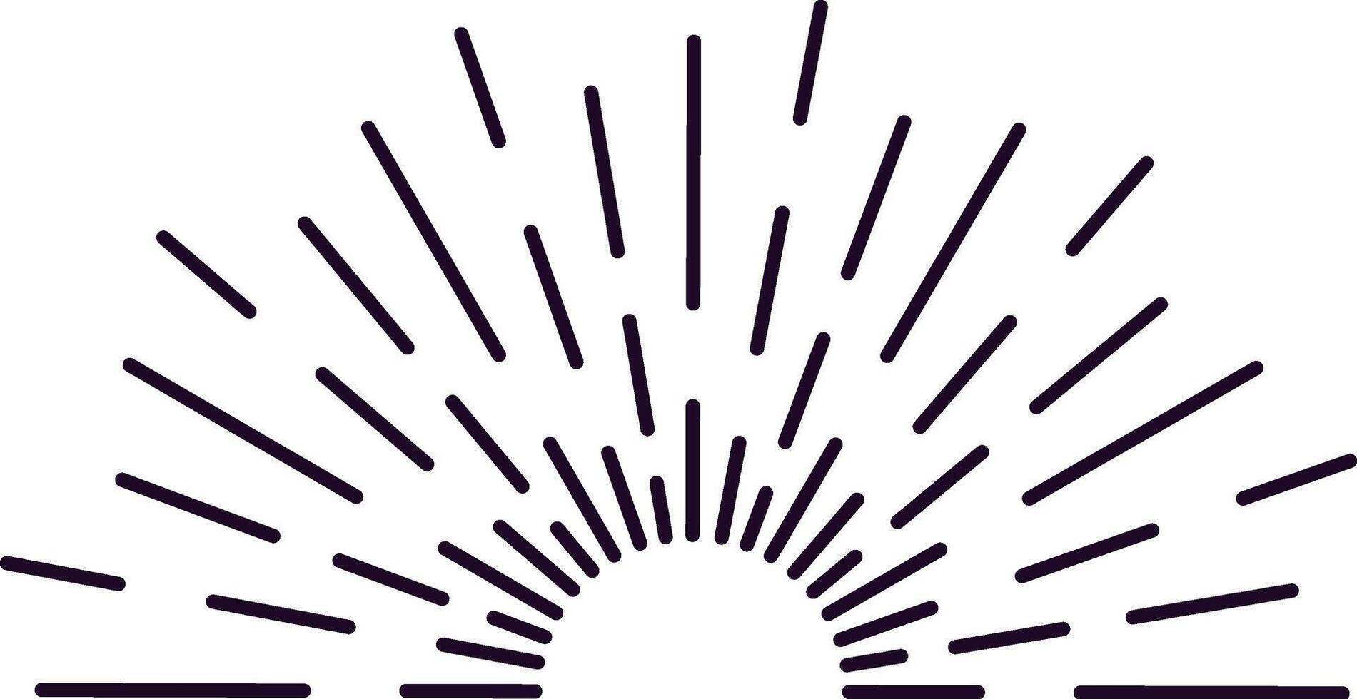 Sunburst design radiating light beams in a half circle shape, creating a retro and vintage aesthetic, perfect for backgrounds, logos, and graphic design projects vector