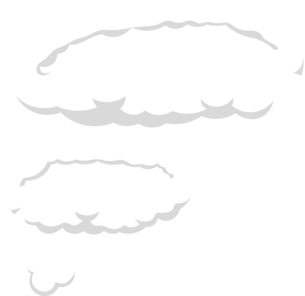 Three cartoon clouds floating gracefully in an empty white sky, creating a serene and peaceful atmosphere that evokes feelings of calm and tranquility in nature vector