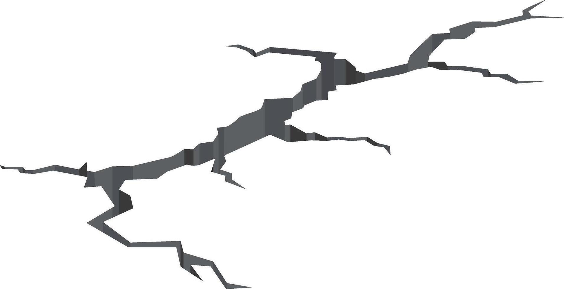 Long ground crack splitting the white surface into two parts, creating a deep separation and representing concepts such as earthquake damage, broken relationships, or a divided society vector