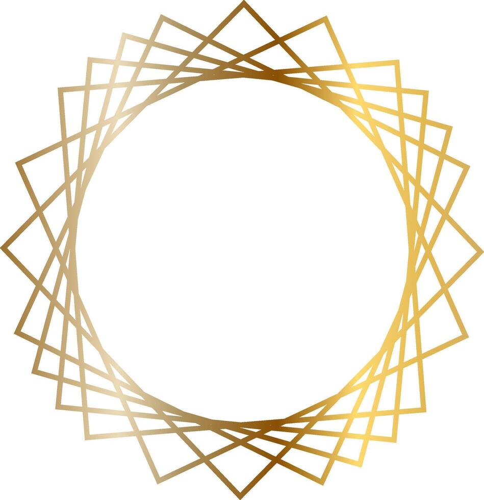 Rotating golden squares create an elegant and minimalist circular frame, perfect for highlighting text or images with a touch of modern luxury vector