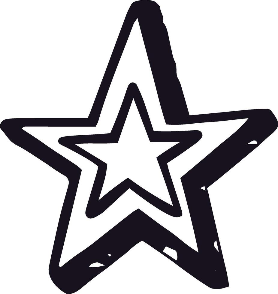 Simple, hand drawn five pointed star symbolizing success, achievement, and excellence, with a bold outline and textured shading, perfect for various design projects vector