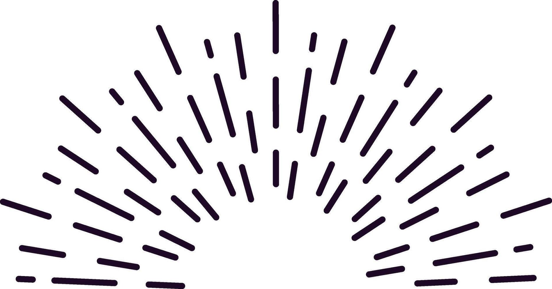Sunburst bursting with short rounded lines creating a semicircle shape, radiating from the center, simple and elegant design element, ideal for backgrounds, logos, and decorative purposes vector