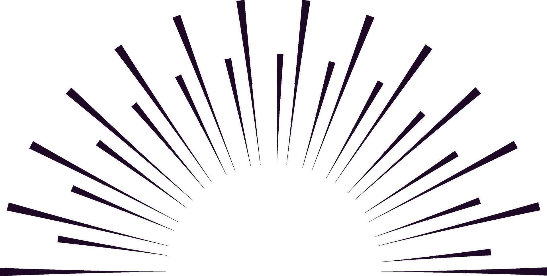 Radial lines radiating from a central point create a striking vintage sunburst or starburst effect against a clean white background, evoking a sense of dynamic energy and movement vector