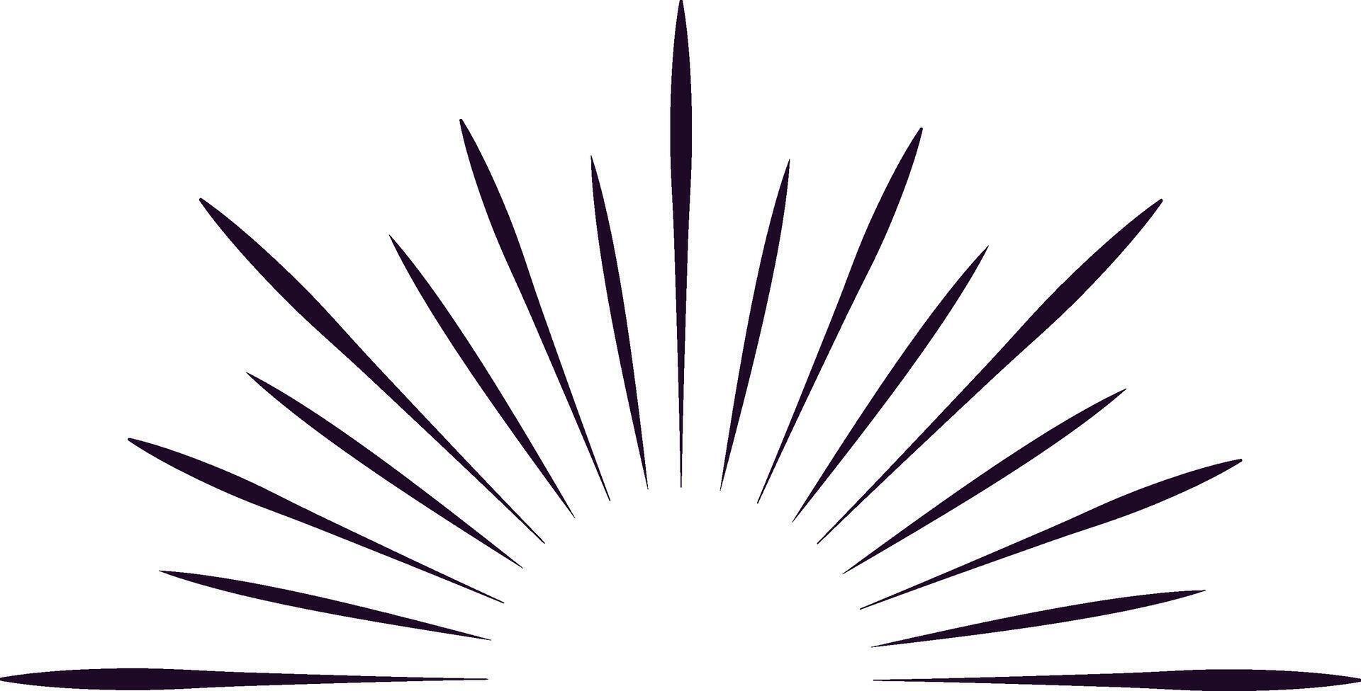 Sunburst design element with radiating lines forming a semicircle, creating a vintage and dynamic visual effect, ideal for graphic design projects and retro inspired artwork vector