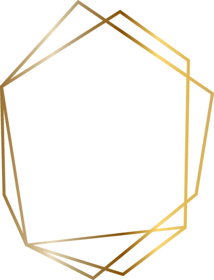 Golden frame with irregular geometric shape creating elegant design, perfect for invitations, cards or any design project requiring a touch of sophistication and modernity vector