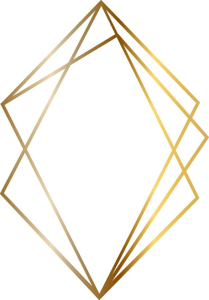 Golden frame composed of overlapping geometric lines forming an elegant diamond shape, perfect for invitations, logos, and decorative purposes, adding a touch of luxury and sophistication vector