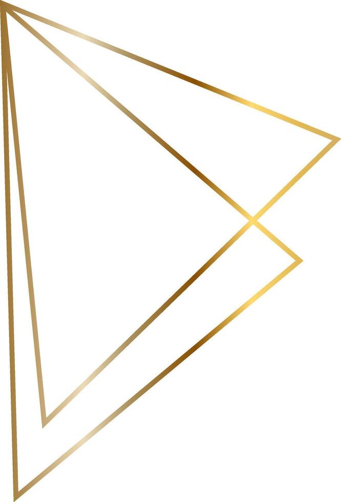 Elegant golden lines are forming an abstract geometric shape consisting of triangles on a white background, creating a modern and minimalist design vector