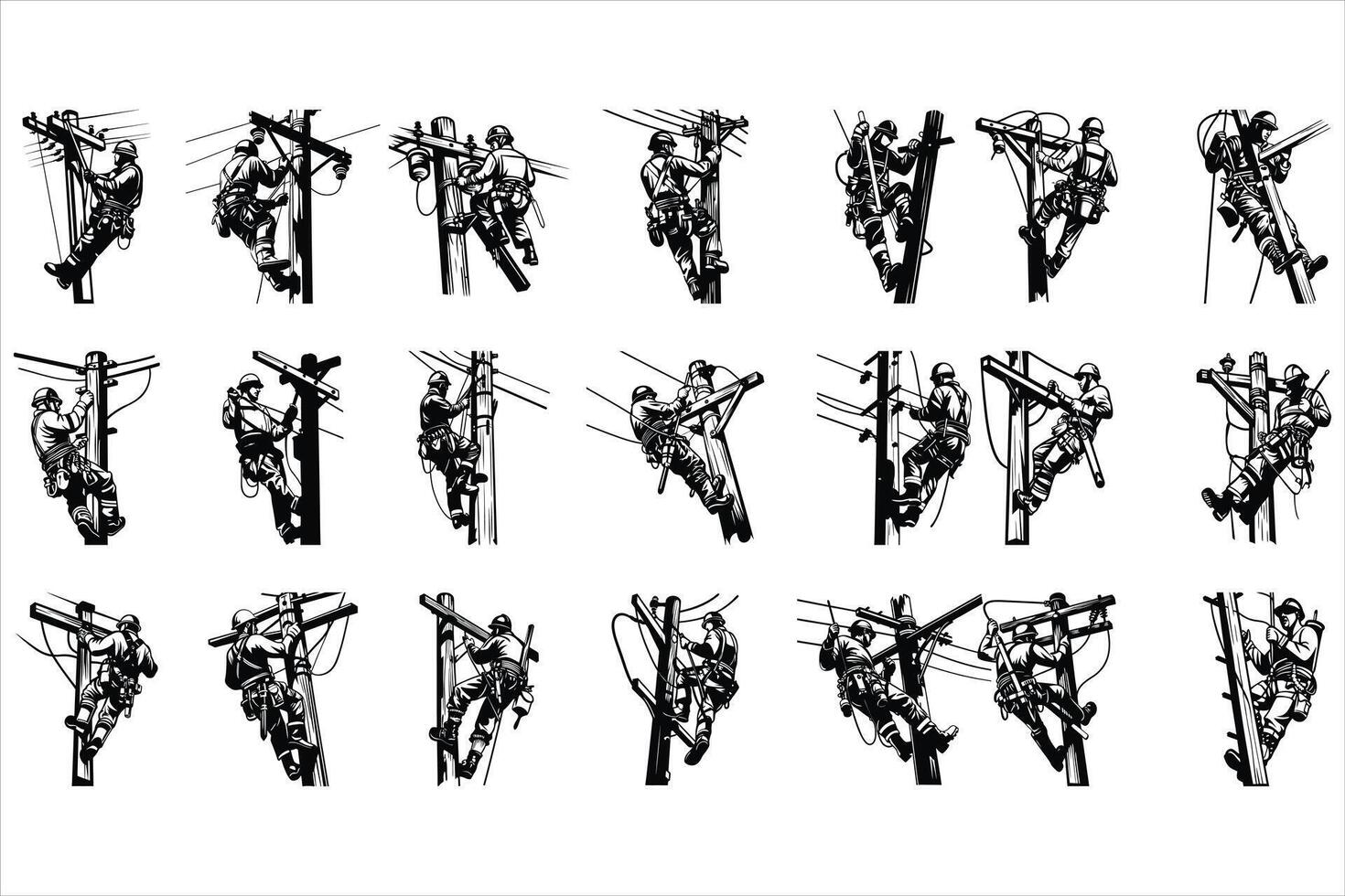 Pole Linemen and Their Role in Storm Recovery vector
