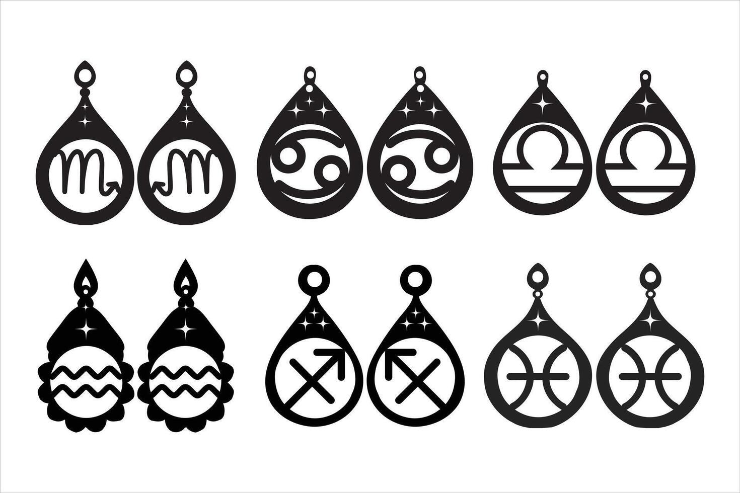 The Meaning Behind Zodiac Horoscope Earrings vector