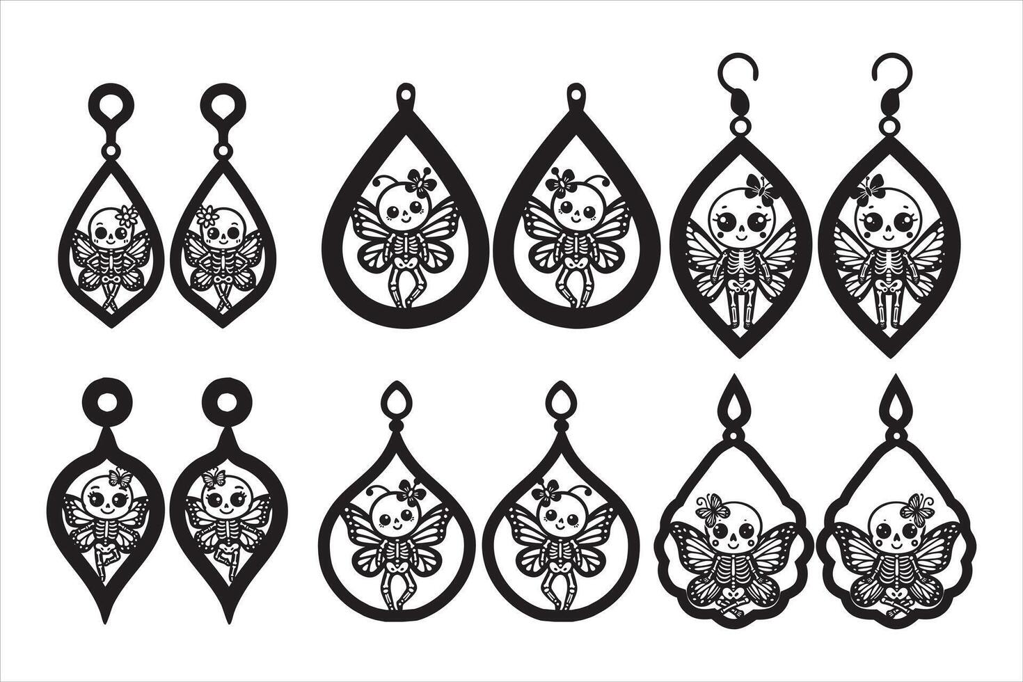 The Charming Appeal of Cute Skeleton Butterfly Earrings vector