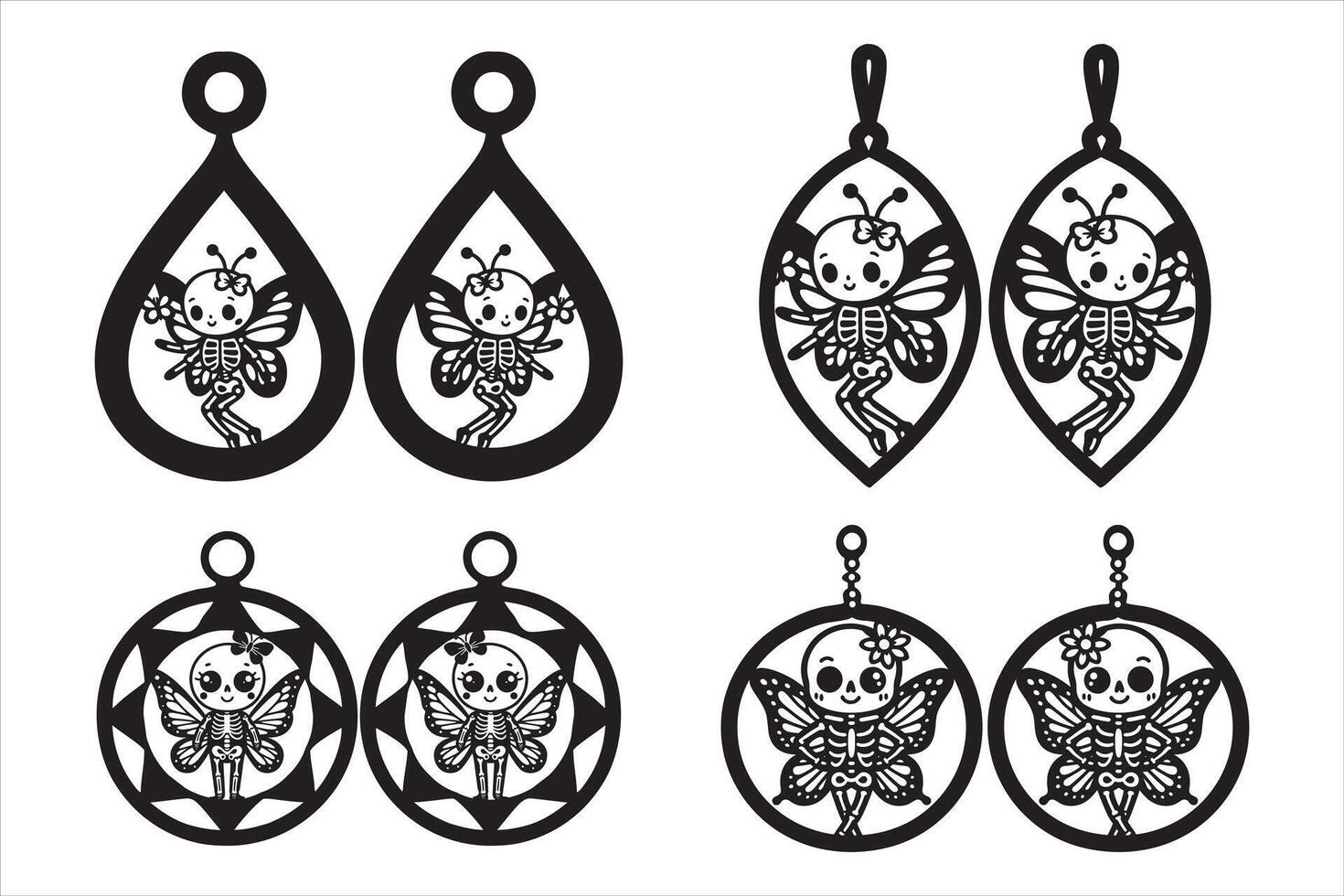 Elevate Your Style with Cute Skeleton Butterfly Earrings vector