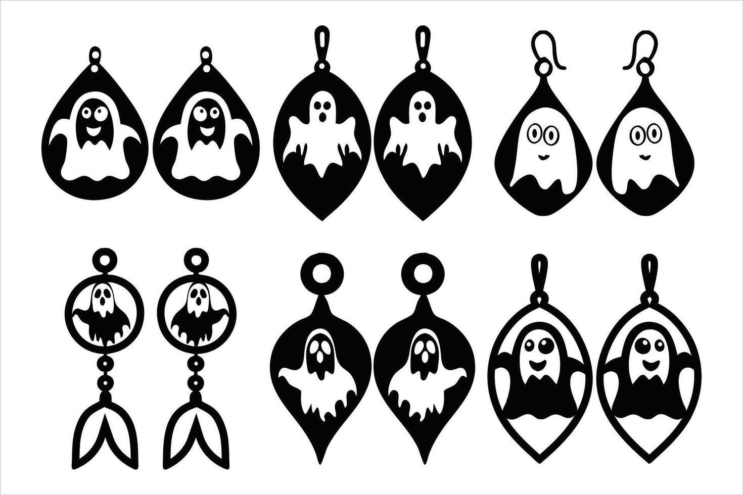 Cute and Creepy Halloween Ghost Earrings to Wear vector