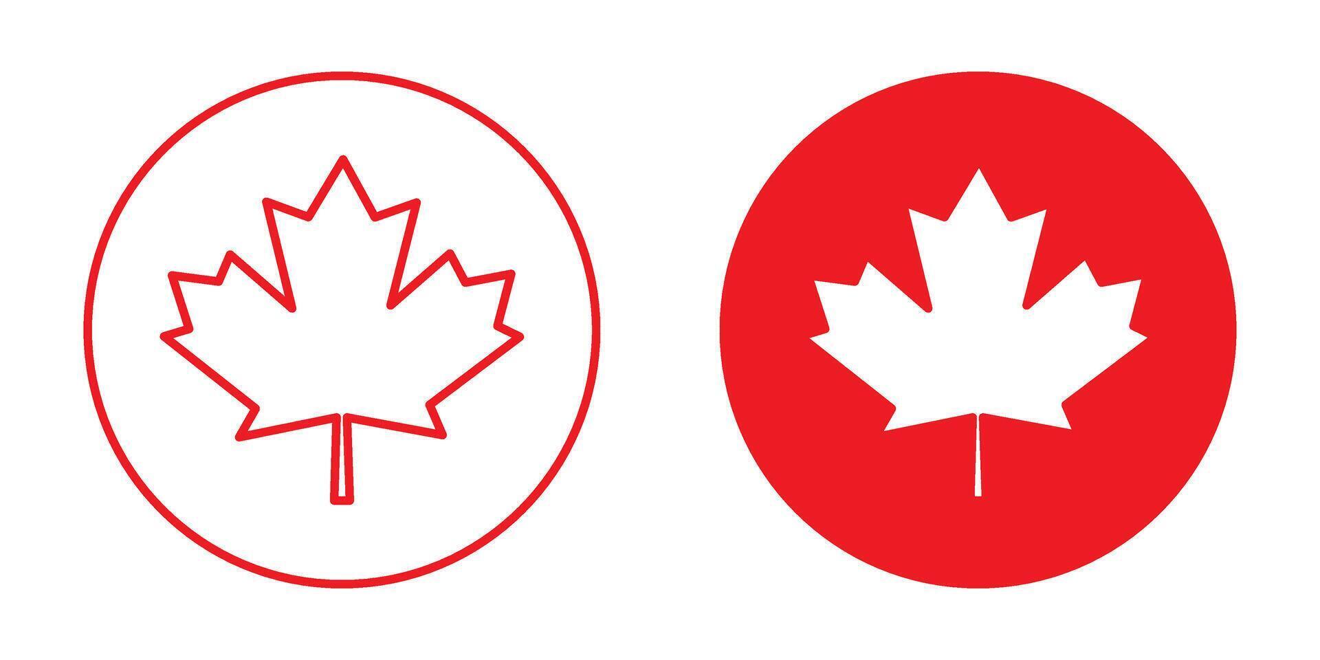 Canada leaf flag icons red simple design vector