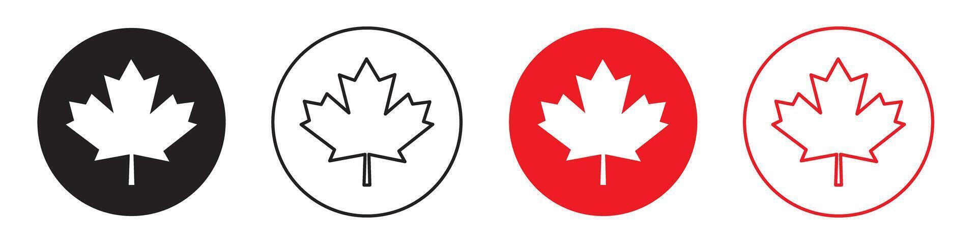 Canada leaf flag icon set vector