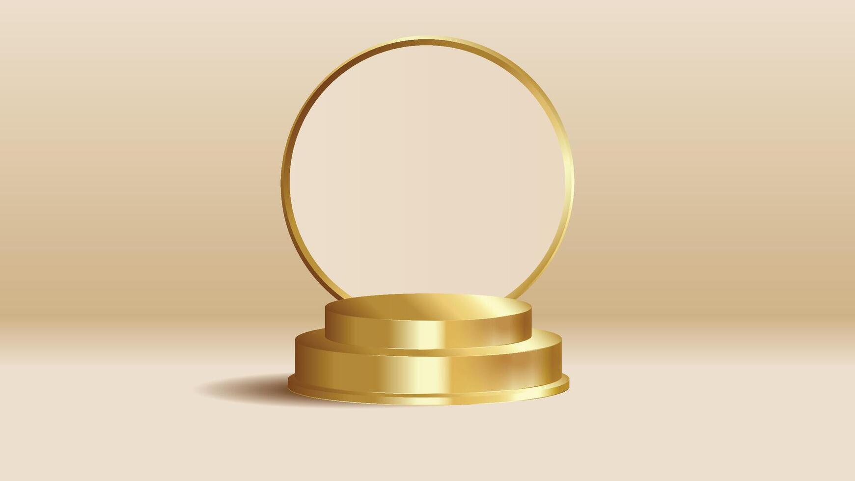 Gold cylinder podium minimal product display pedestal background vector