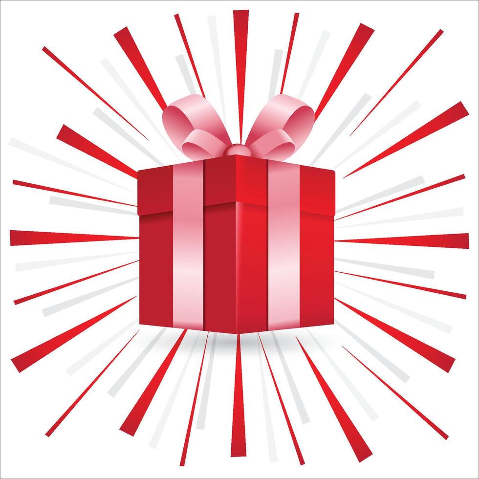 Surprise yellow gift box in flat design. Gift box. Present box. Surprise in the box. Template design for surprise, birthday celebration event, presents, birthday, Christmas stock illustration vector