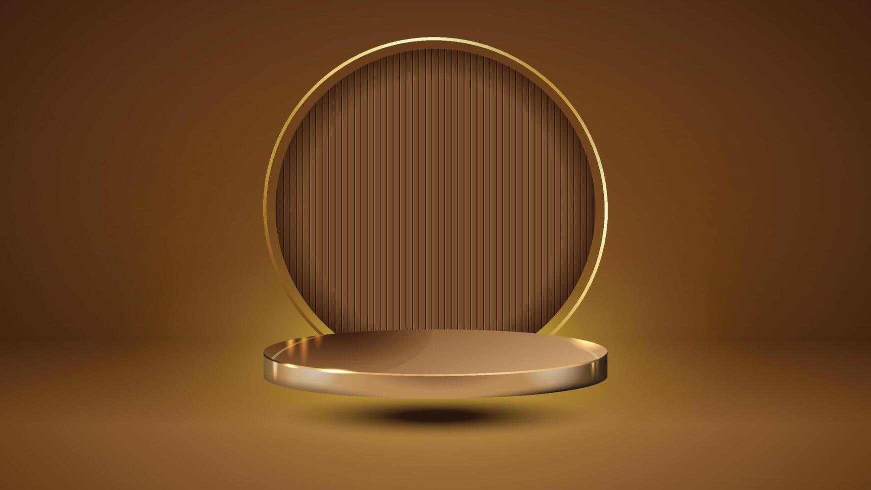 Golden podium elegant background of luxury empty presentation studio product golden decoration vector